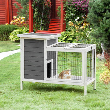 Large outdoor rabbit outlet hutch with run